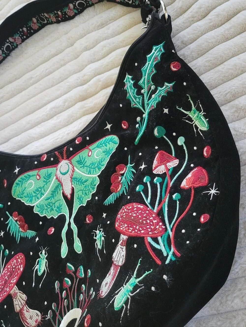 ReStyle Autumnal Equinox Luna Moth Velvet Hobo Bag